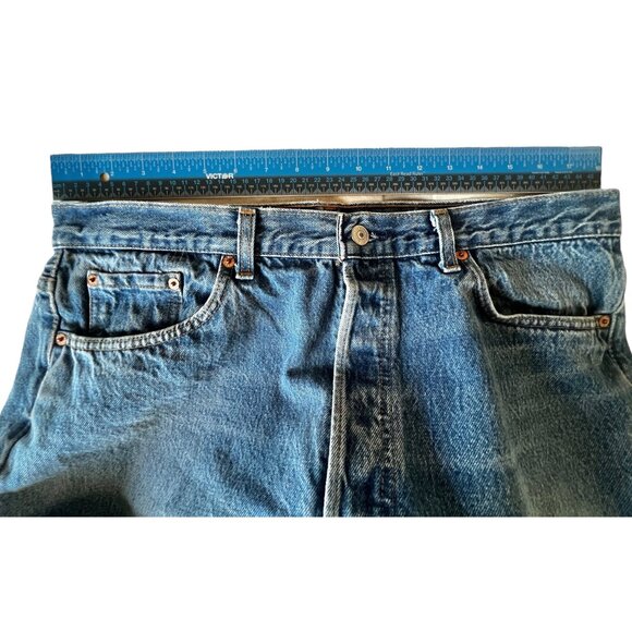 Levis 501 Mens Original Fit Blue Denim Jeans W38 L30 READ - Picture 10 of 11